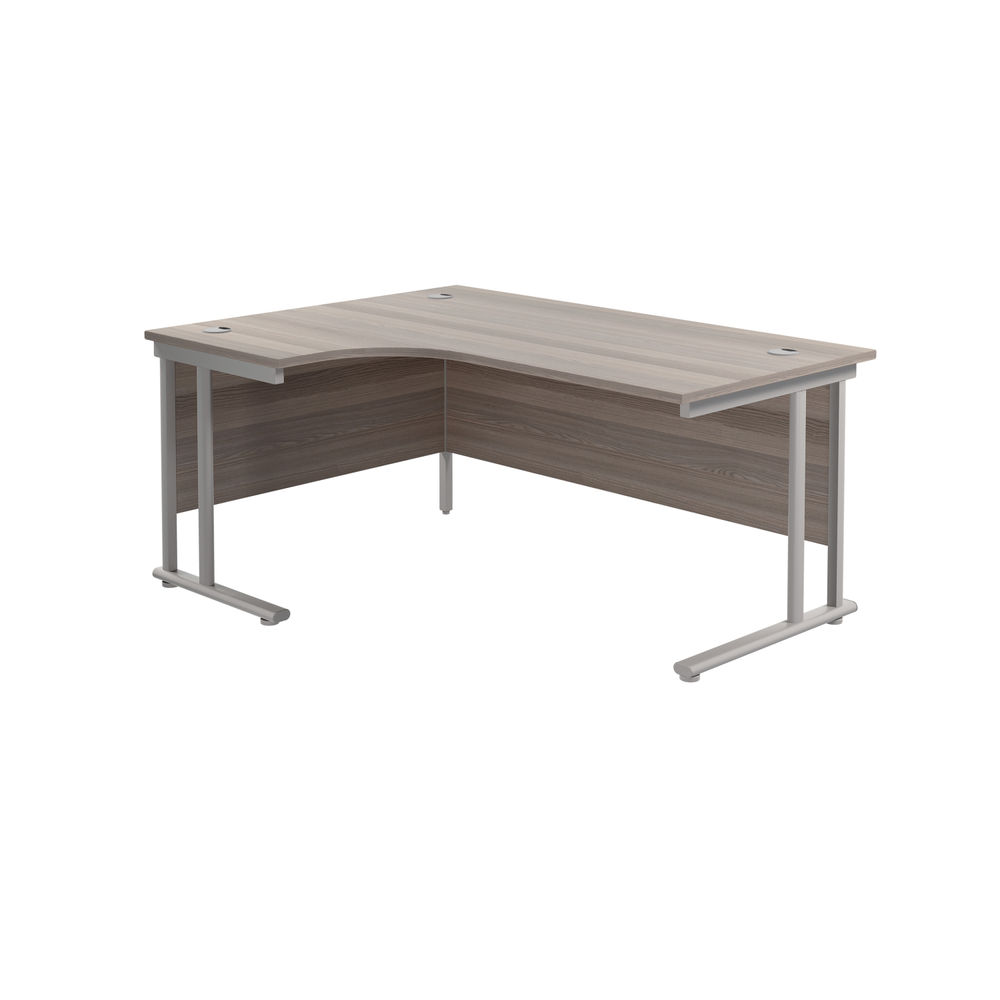 Jemini Radial Left Hand Cantilever Desk 1600x1200x730mm Grey Oak/Silver KF807537