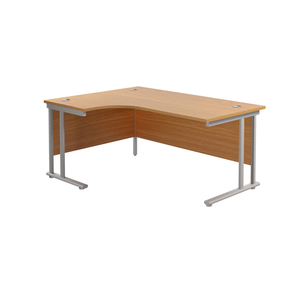 Jemini Radial Left Hand Cantilever Desk 1600x1200x730mm Nova Oak/Silver KF807544