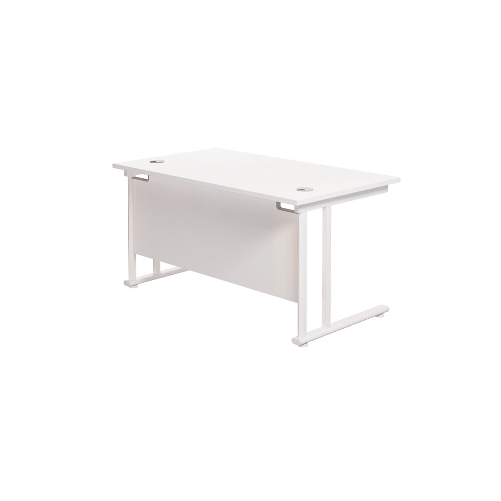 Jemini 1400x800mm White/White Cantilever Rectangular Desk