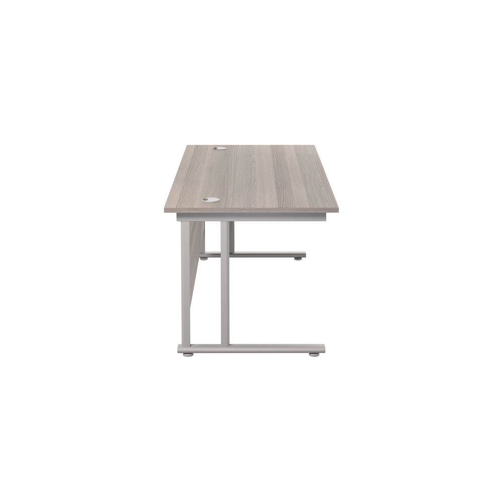 Jemini 1600x800mm Grey Oak/Silver Cantilever Rectangular Desk