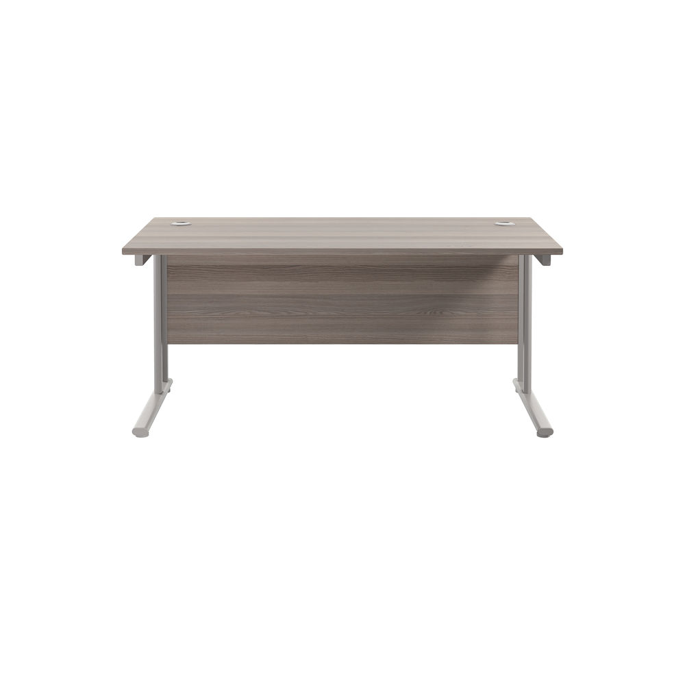 Jemini 1600x800mm Grey Oak/Silver Cantilever Rectangular Desk