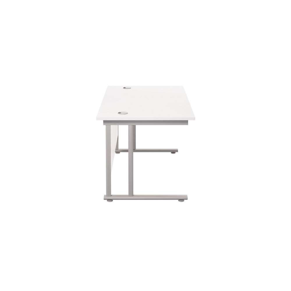 Jemini 1400x800mm White/Silver Cantilever Rectangular Desk