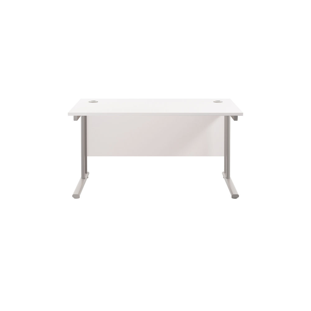 Jemini 1400x800mm White/Silver Cantilever Rectangular Desk