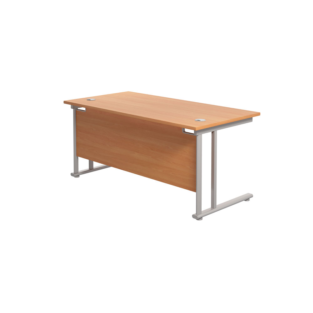 Jemini 1600x800mm Beech/Silver Cantilever Rectangular Desk