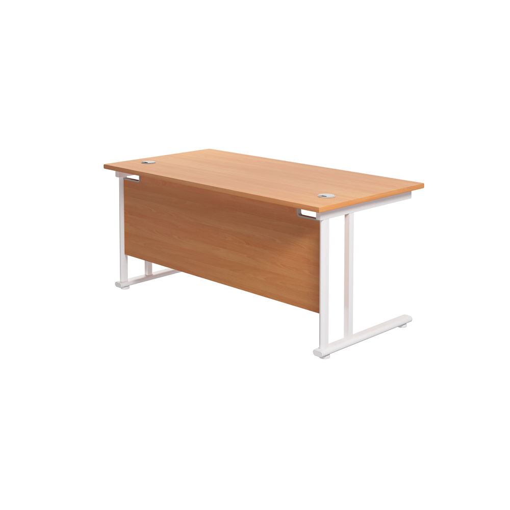 Jemini 1600x800mm Beech/White Cantilever Rectangular Desk