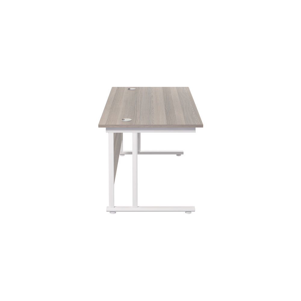 Jemini 1600x800mm Grey Oak White Cantilever Rectangular Desk