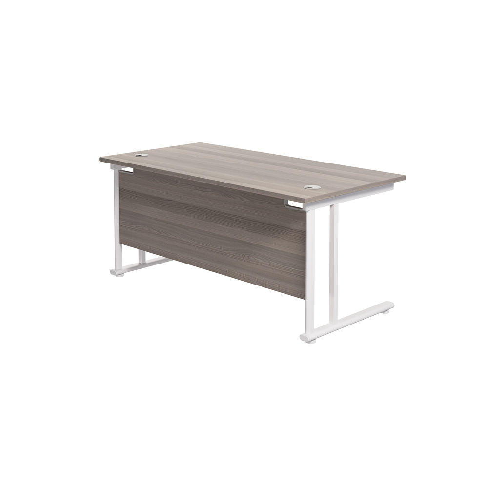 Jemini 1800x800mm Grey Oak/White Cantilever Rectangular Desk