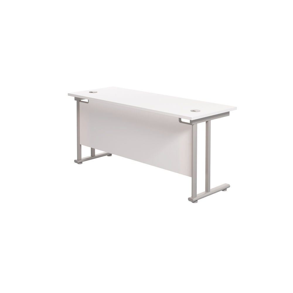 Jemini 1800x600mm White/Silver Cantilever Rectangular Desk