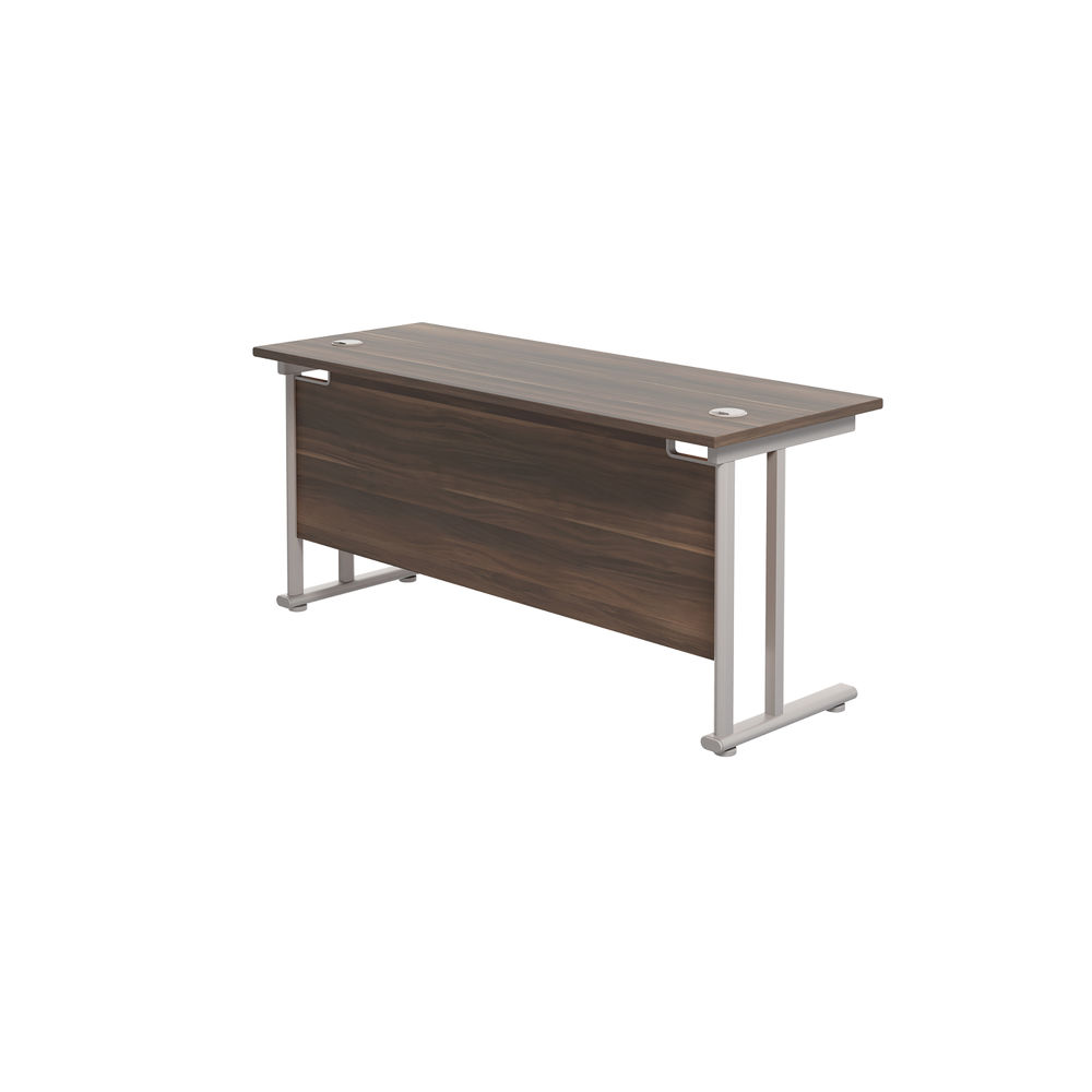 Jemini 1800x600mm Dark Walnut/Silver Cantilever Rectangular Desk