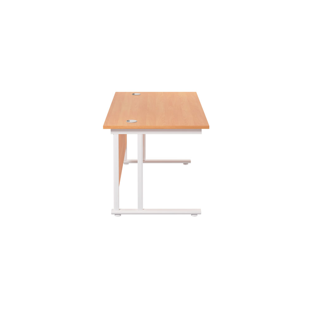 Jemini 1200x800mm Beech/White Rectangular Cantilever Desk