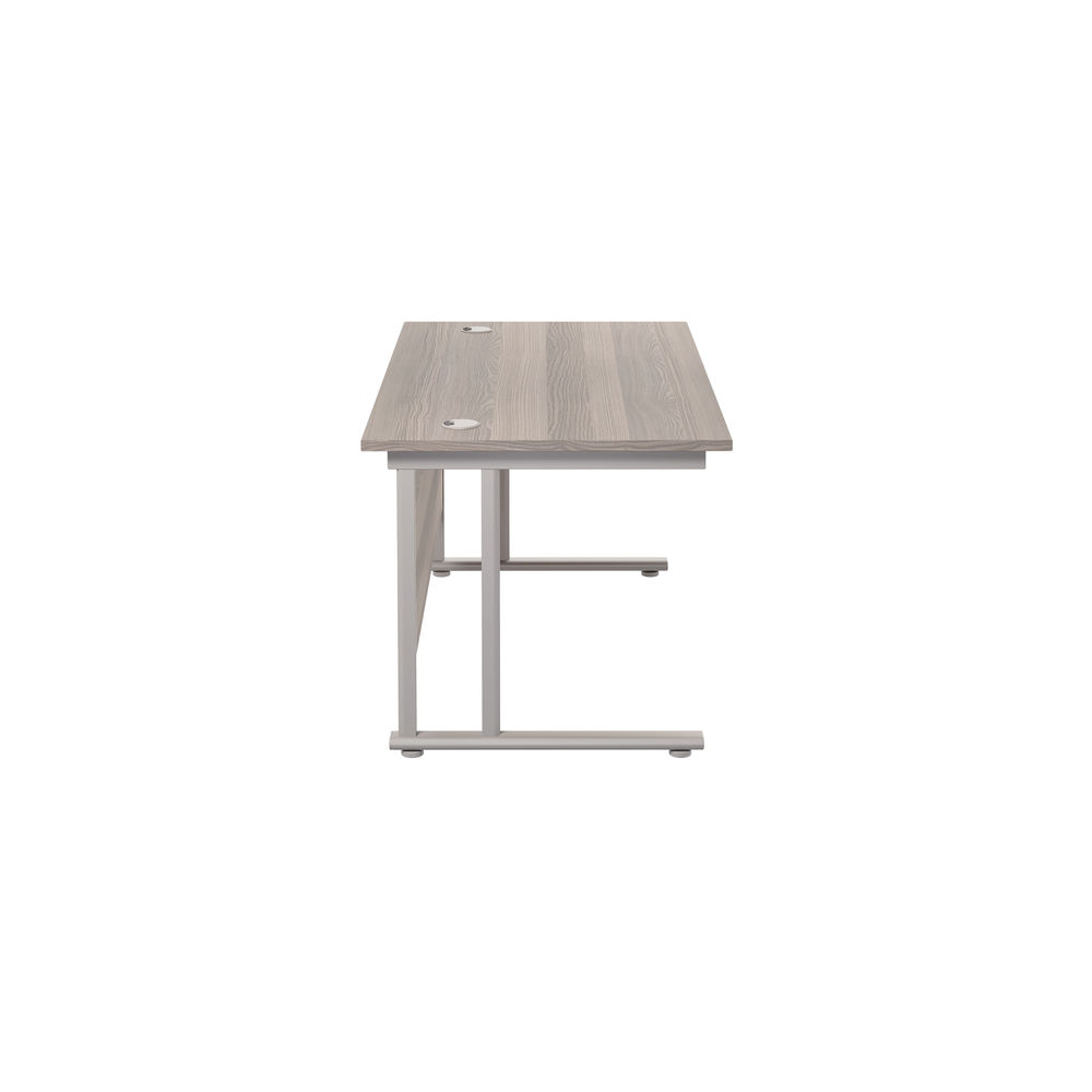 Jemini 1400x800mm Grey Oak/Silver Cantilever Rectangular Desk