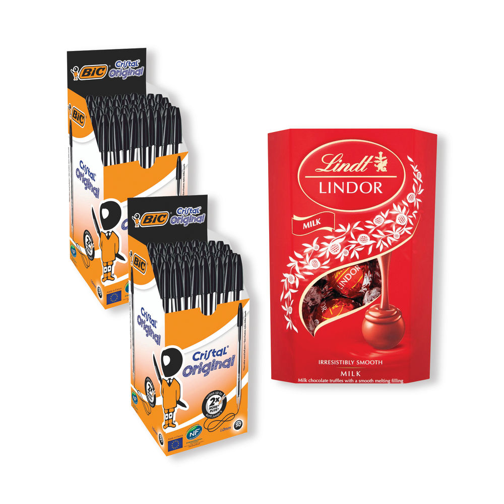 Bic Cristal Ballpoint Pen Medium Black Pack 50 Buy 2 Get FOC Lindor