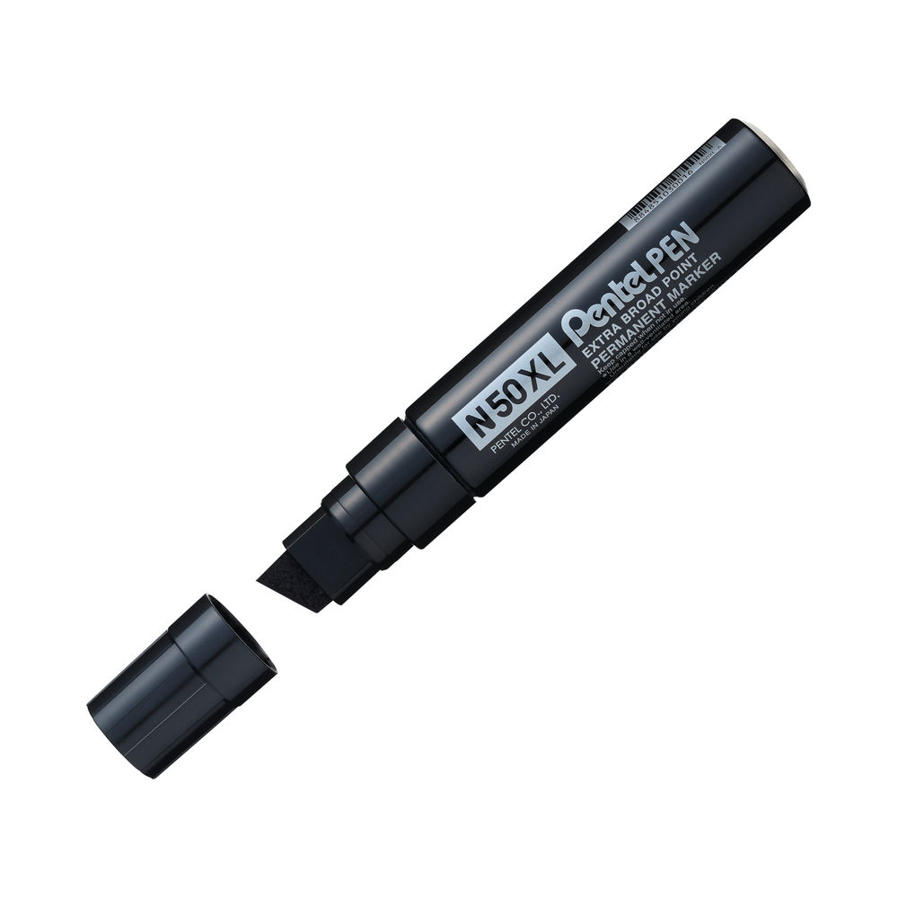 Pentel N50XL Jumbo Chisel Tip Black Permanent Markers - Pack of 6 - N50XL-A