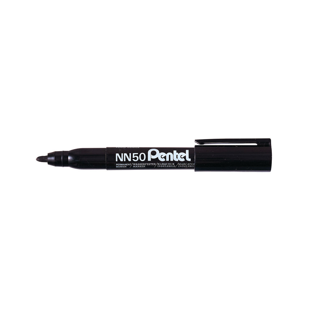 Pentel NN50 Permanent Marker Bullet Tip Black (Pack of 12) NN50-A