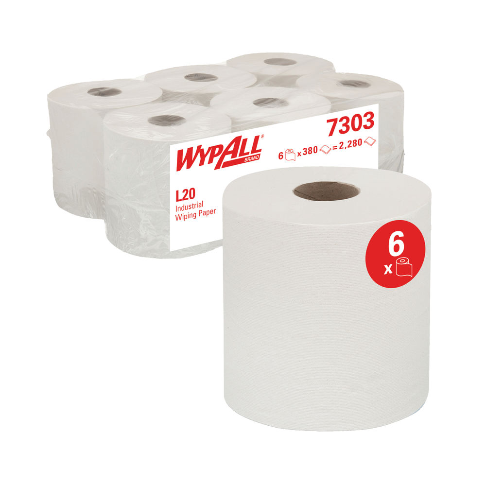 Wypall L20 Wiper Centrefeed Roll White (Pack of 6) 7303