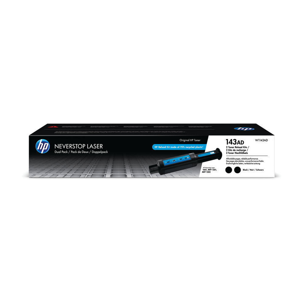 HP 143AD Black Neverstop Laser Toner Reload Kit - W1143AD