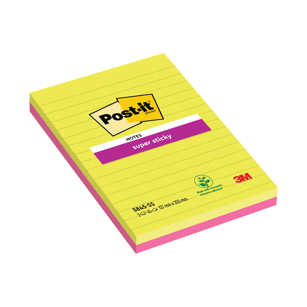 Post-it Super Sticky Neon Meeting Notes 149x98mm Pack Of 4