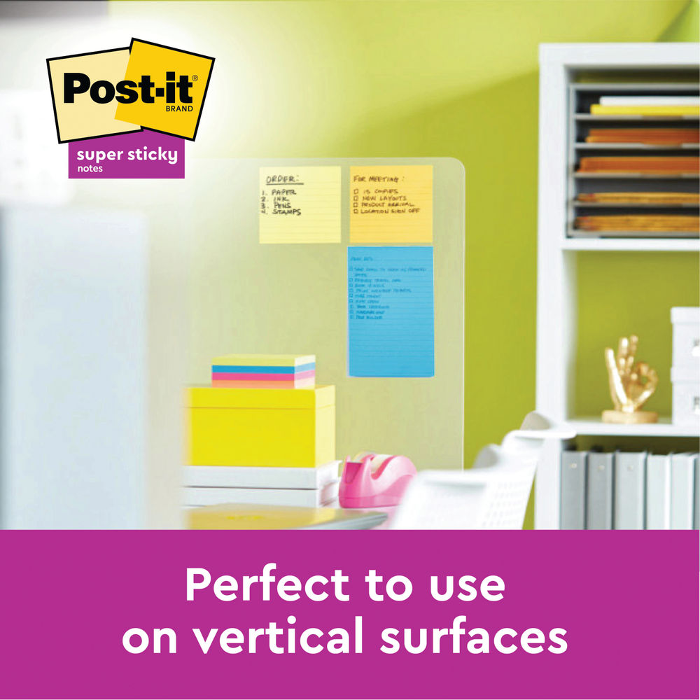 Post-it  Lined Super Sticky Notes Carnival 101 x 101mm -  (Pack of 6)