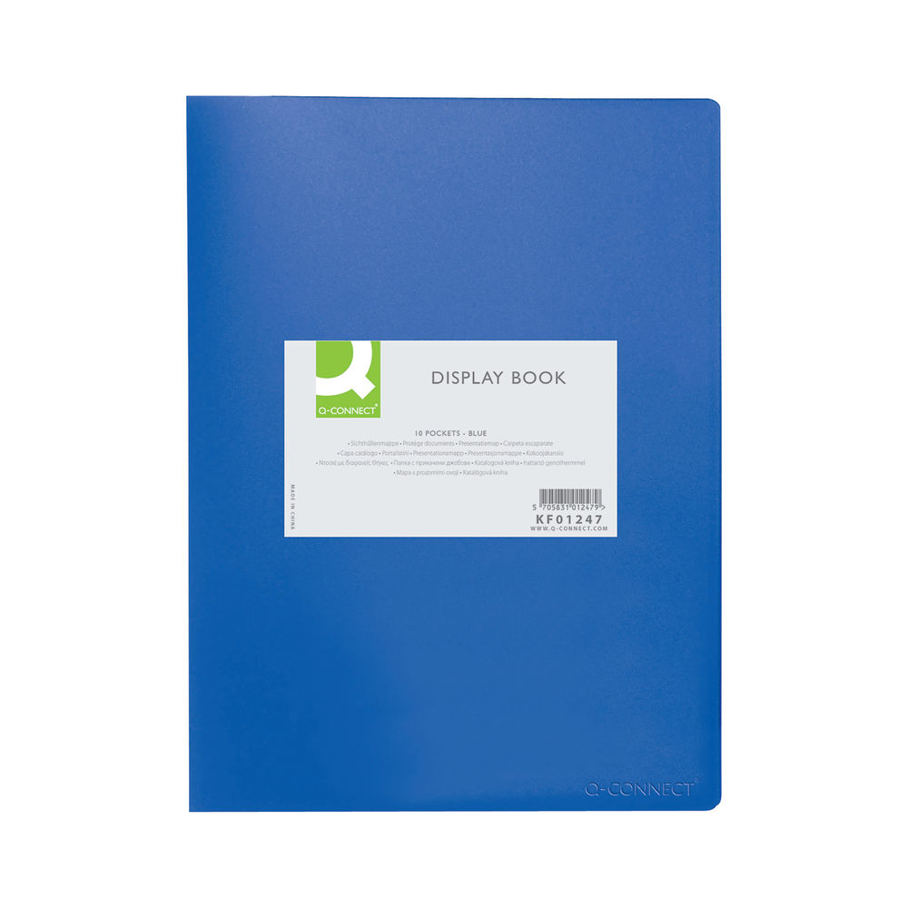 Q-Connect Polypropylene Display Book 10 Pocket Blue