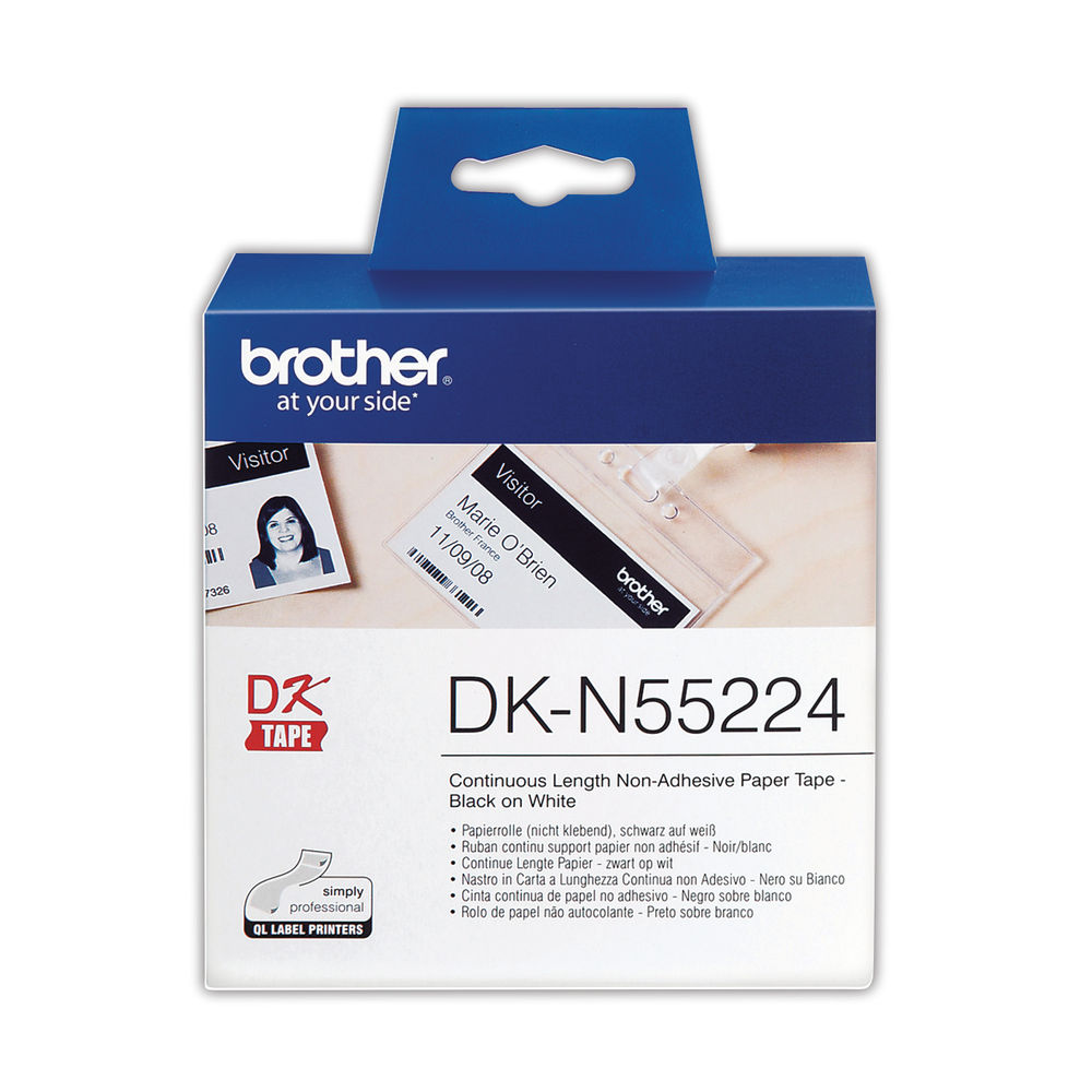 Brother Continuous Non-Adhesive Black on White 54mm Paper Roll