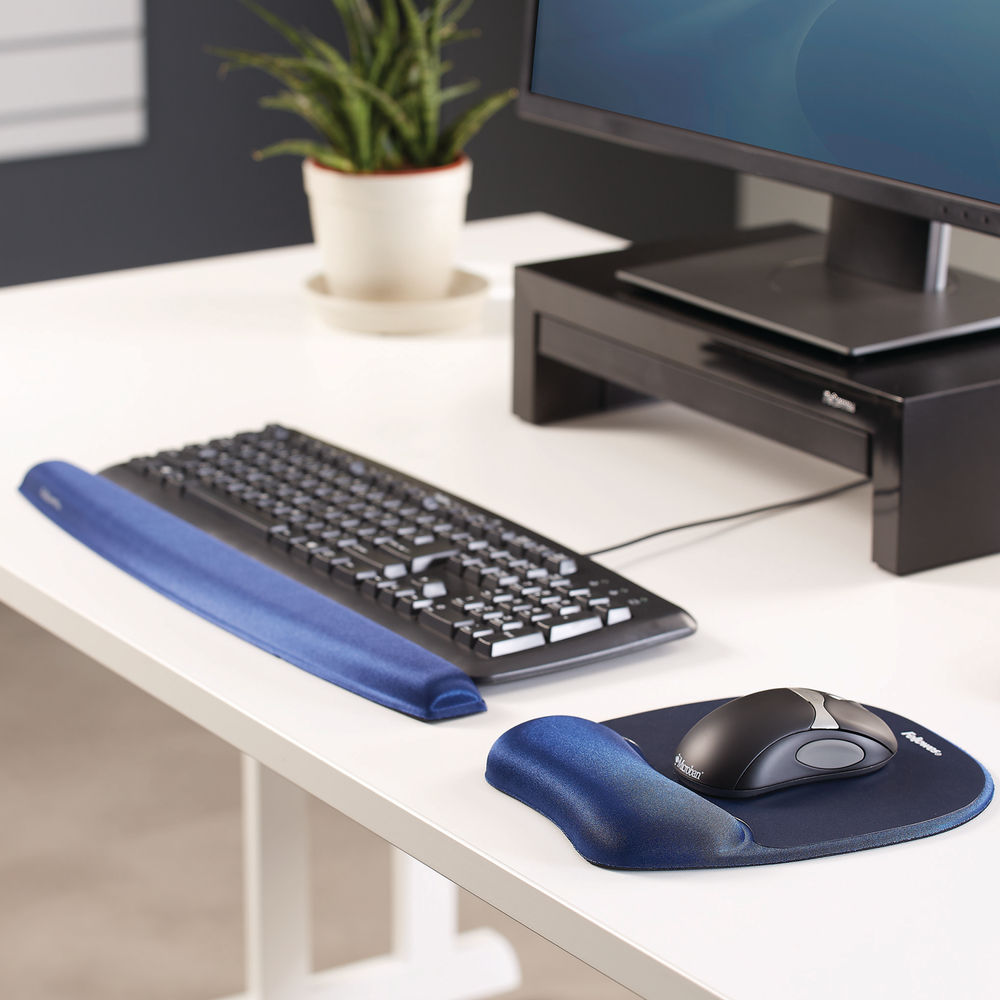 Fellowes Sapphire Blue Memory Foam Wrist Support Mouse Pad