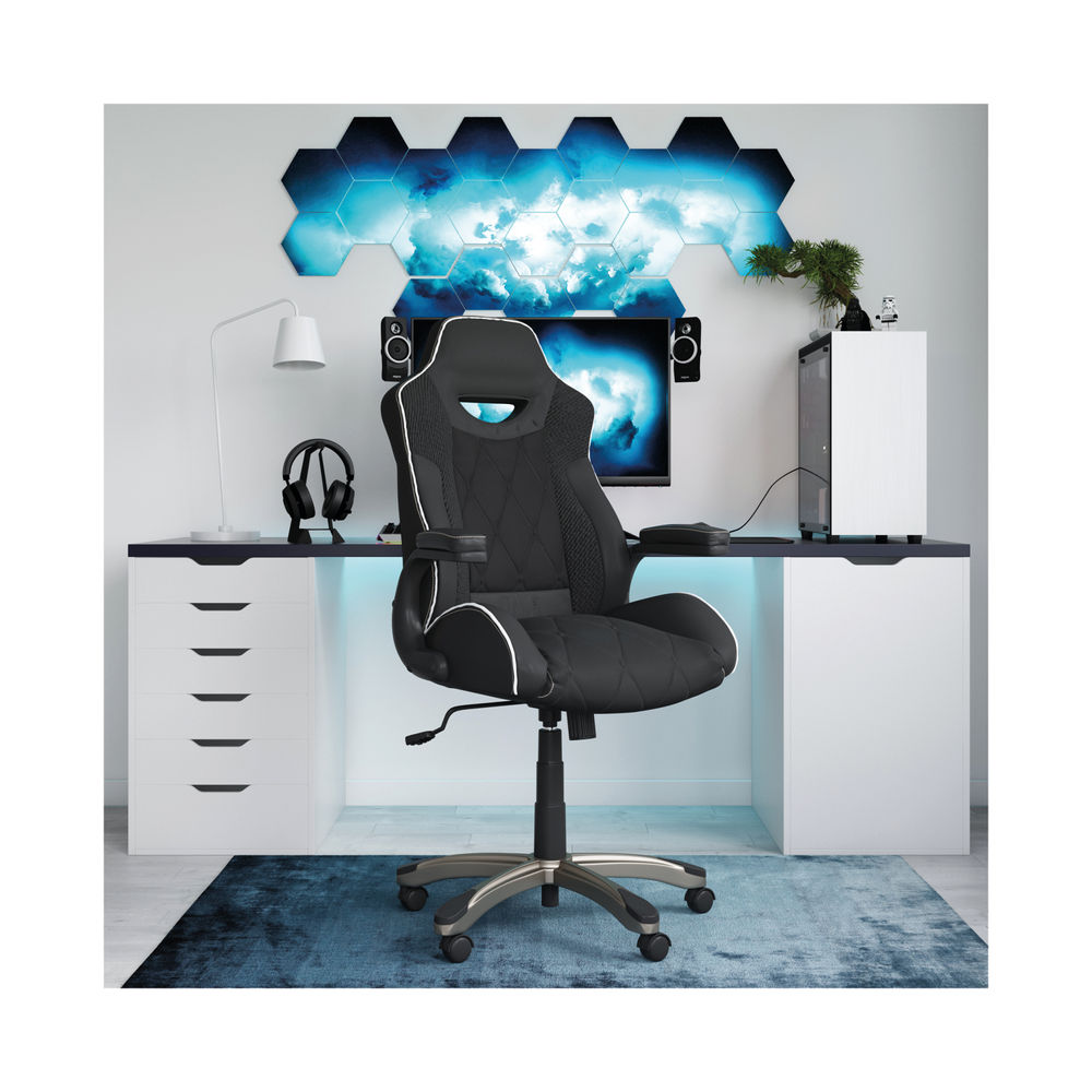 Alphason Silverstone Medium Back Gaming Chair Faux Leather Black