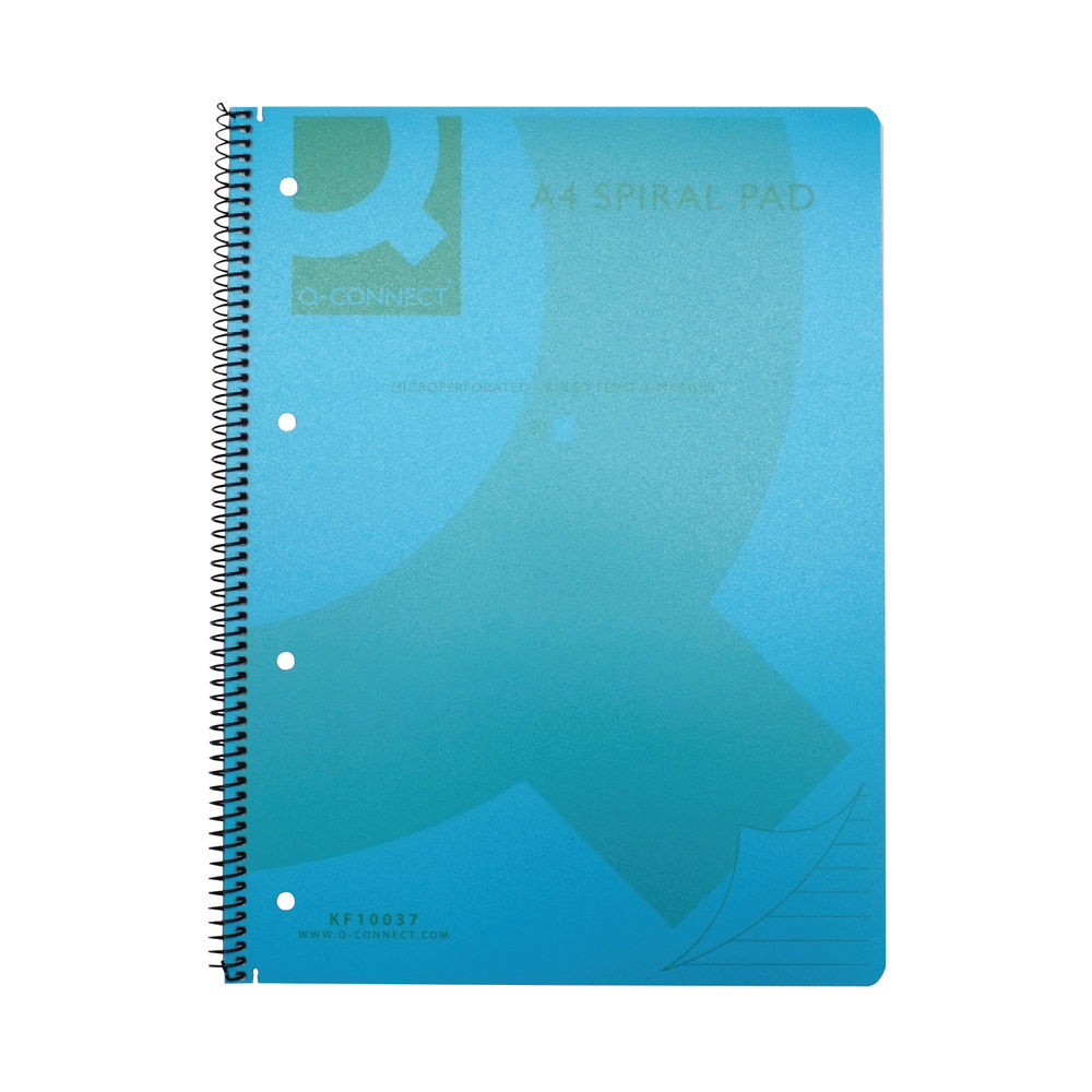 Q-Connect Spiral Bound Polypropylene Notebook 160 Pages A4 Blue (Pack of 5) KF10037