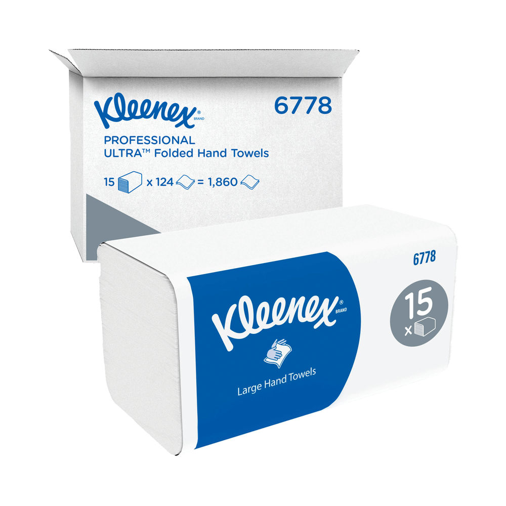 Kleenex Ultra Hand Towel V-Fold 2-Ply 124 Sheets (Pack of 15) 6778