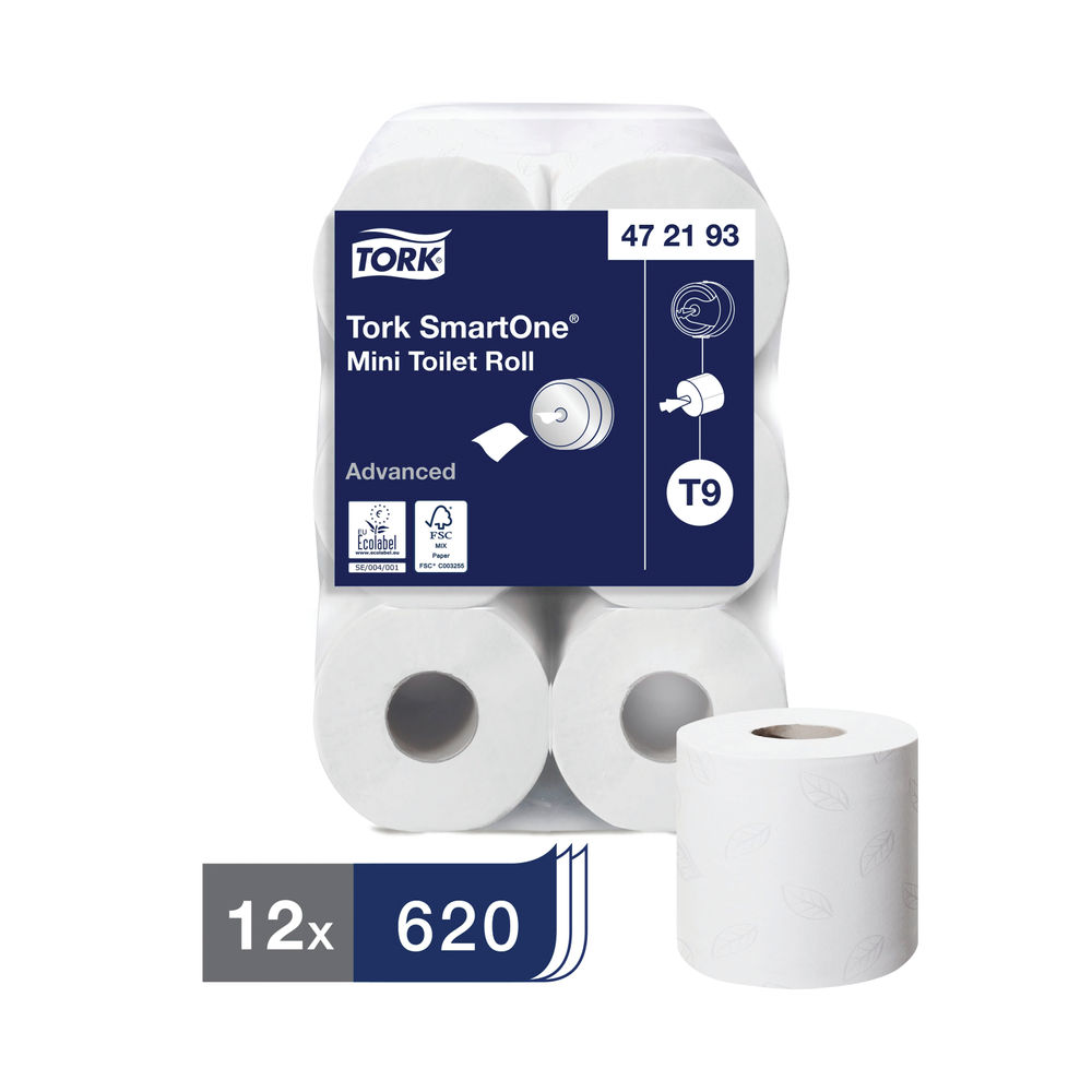 Tork T9 SmartOne 2-Ply Mini Toilet Rolls (Pack of 12)