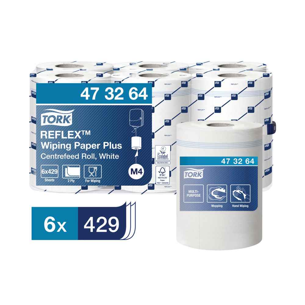 Tork Reflex M4 White Centrefeed Tissue Rolls (Pack of 6)