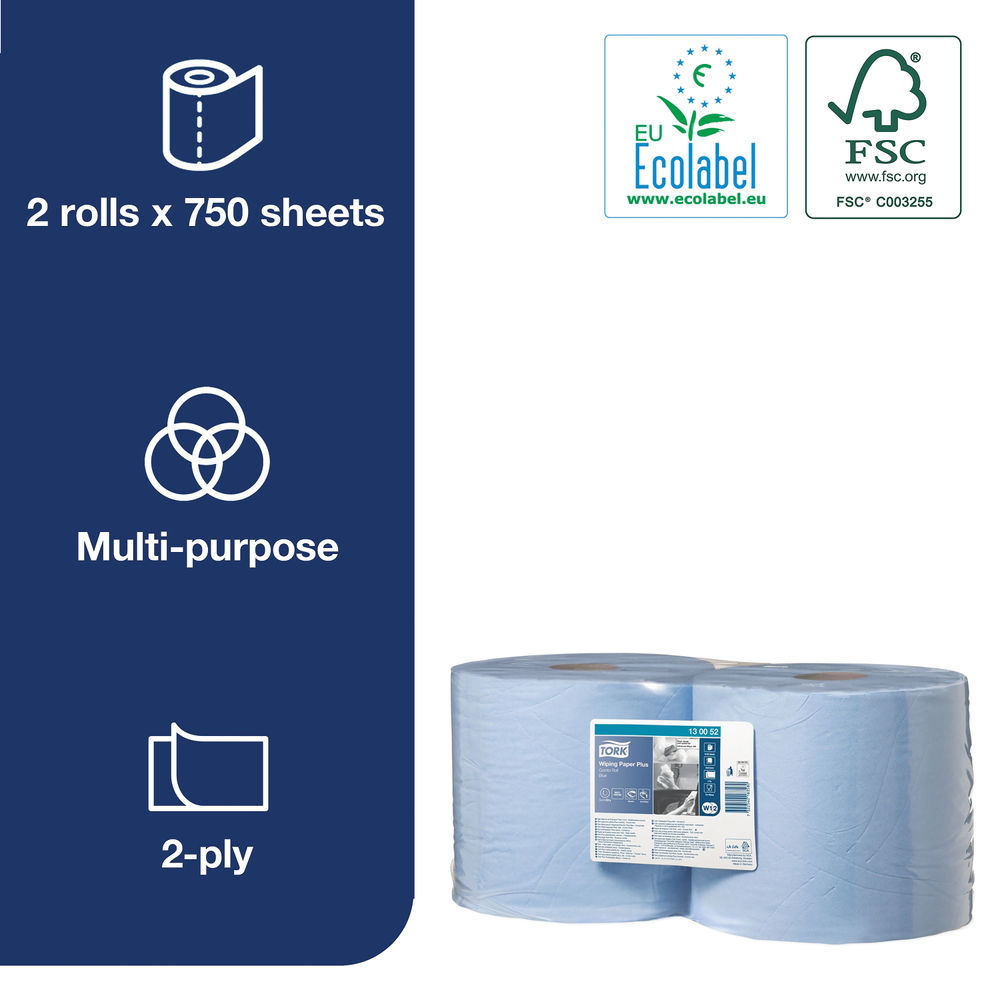 Tork 255m Blue 2-Ply Rolls (Pack of 2)