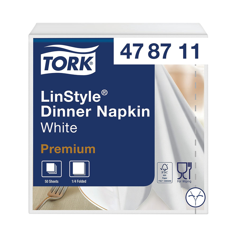 Tork LinStyle 1-Ply Dinner Napkins 390x390mm (Pack of 50)