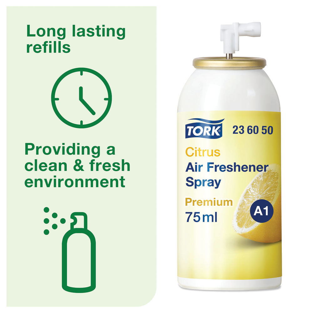 Tork 75ml Citrus A1 Air Freshener Spray Refill (Pack of 12)