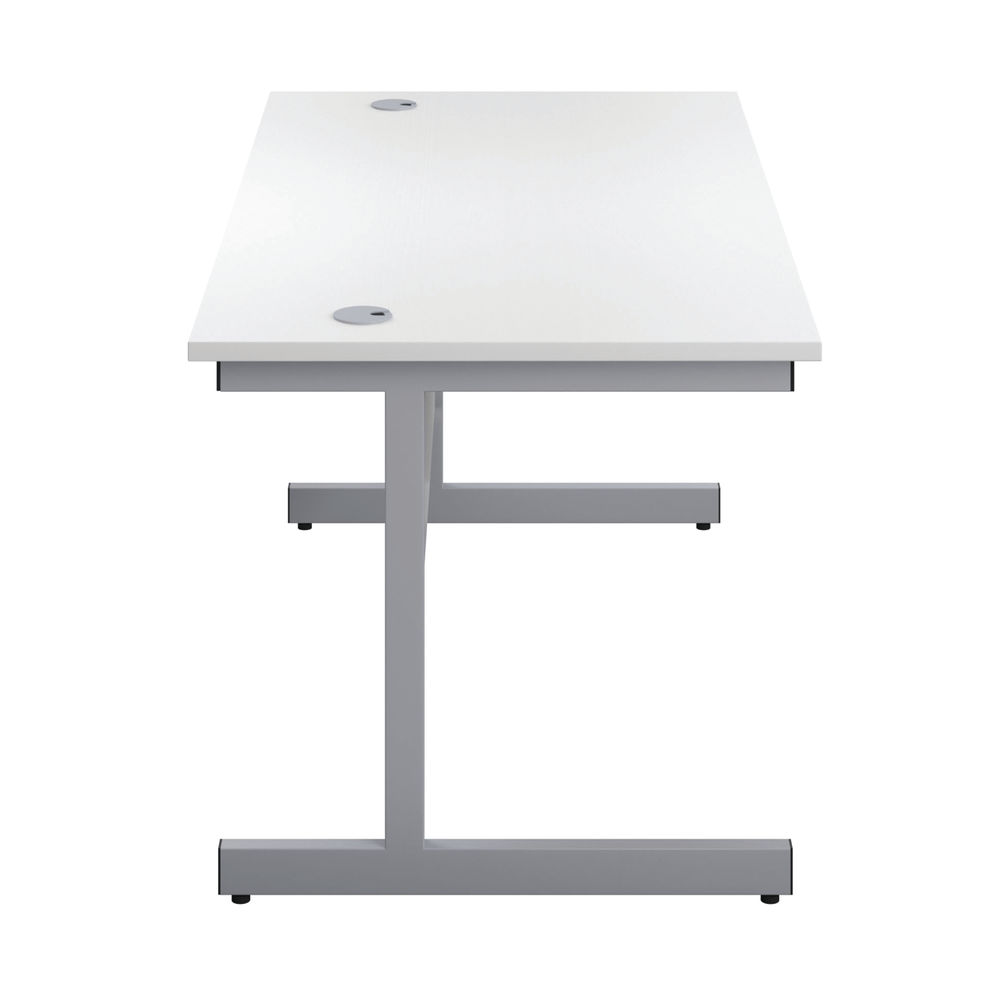 First 1800x800mm White/Silver Single Rectangular Desk