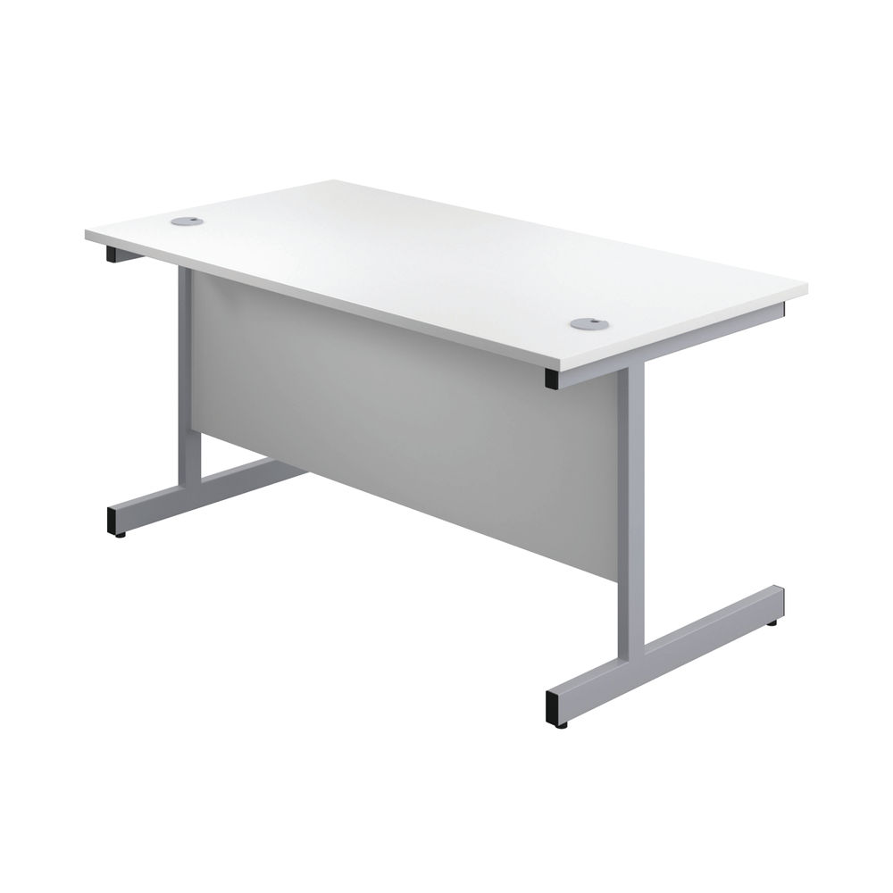 First 1800x800mm White/Silver Single Rectangular Desk