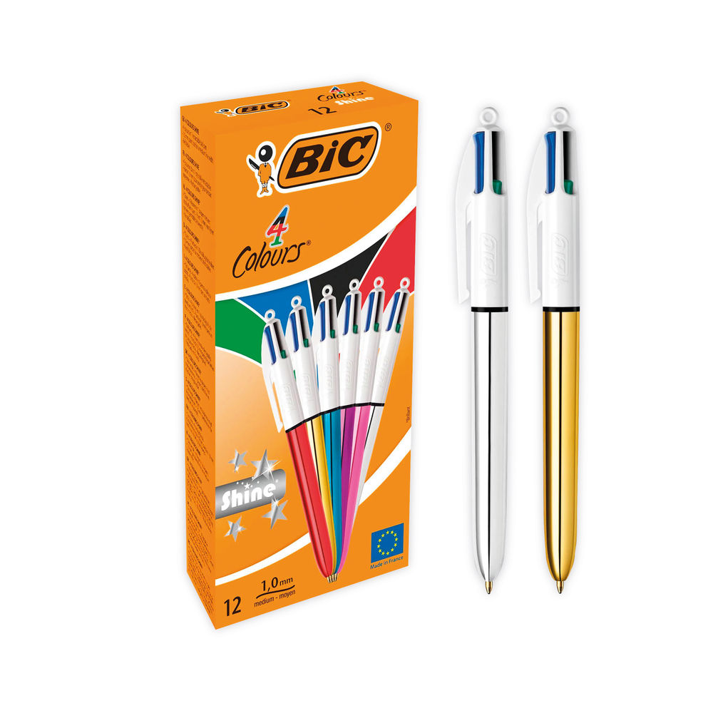 Bic 4 Colours Ballpoint Pens (Pack of 12) - 964775