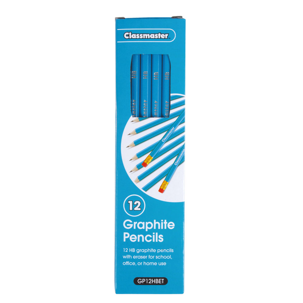 Classmaster HB Pencils with Eraser Tips (Pack of 12) - GP12HBET