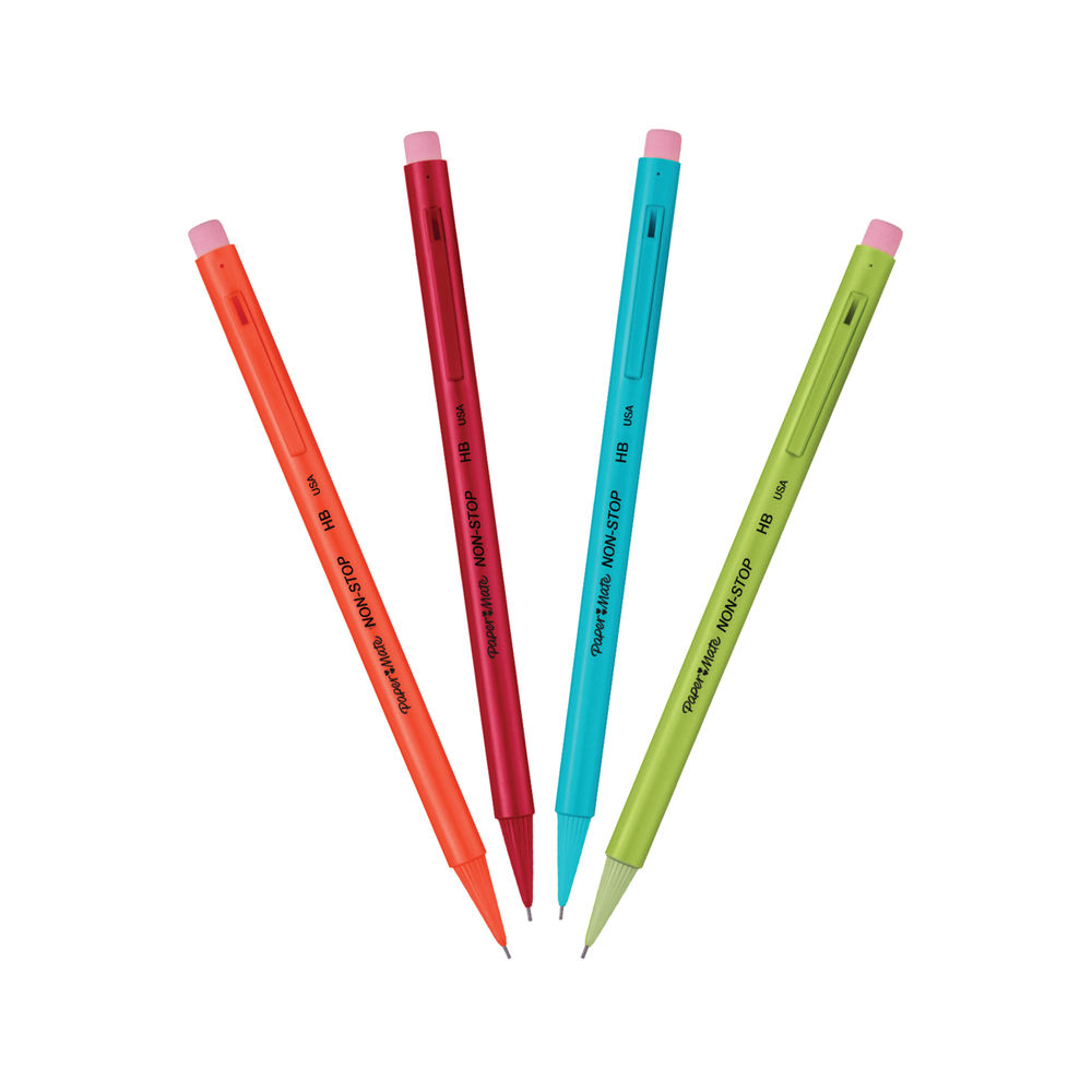 Paper Mate Non-Stop Automatic Pencils 0.7 HB Neon (Pack of 12)