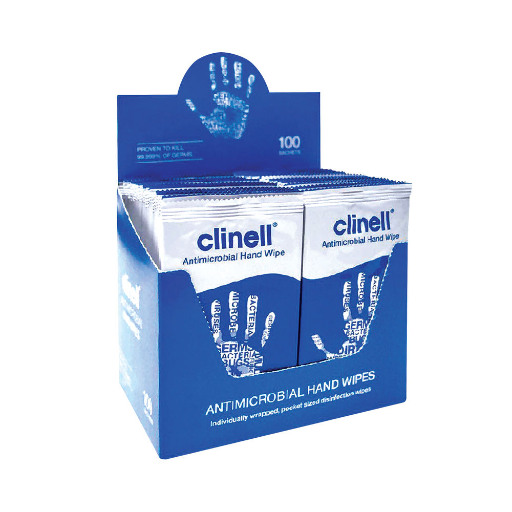Clinell Individually Wrapped Antibacterial Hand Wipe (Pack of 100)