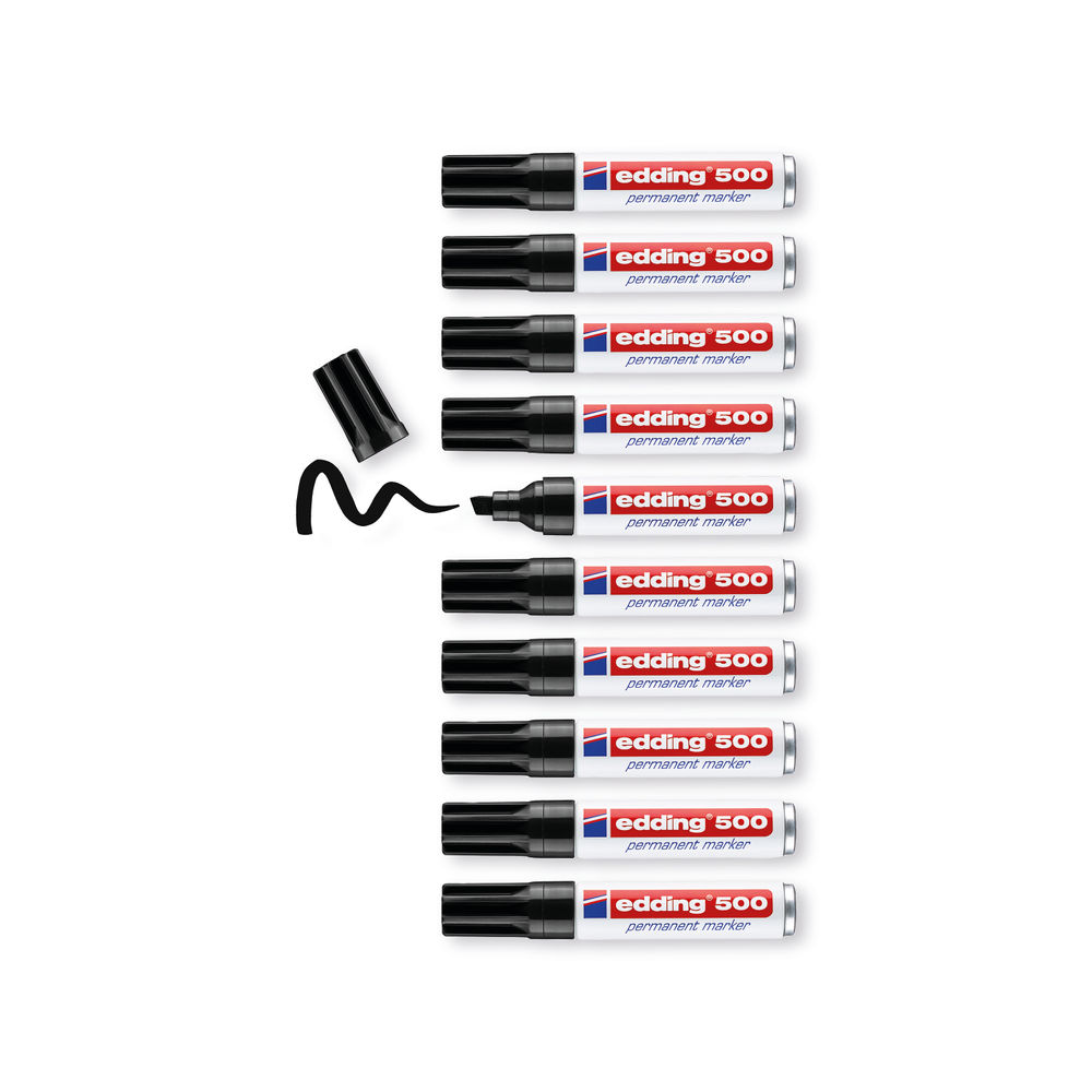 edding 500 Black Large Permanent Markers (Pack of 10)