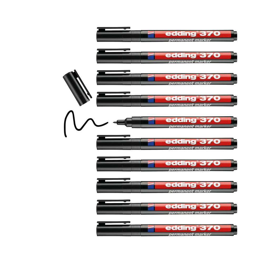 edding 370 Black Permanent Markers (Pack of 10)