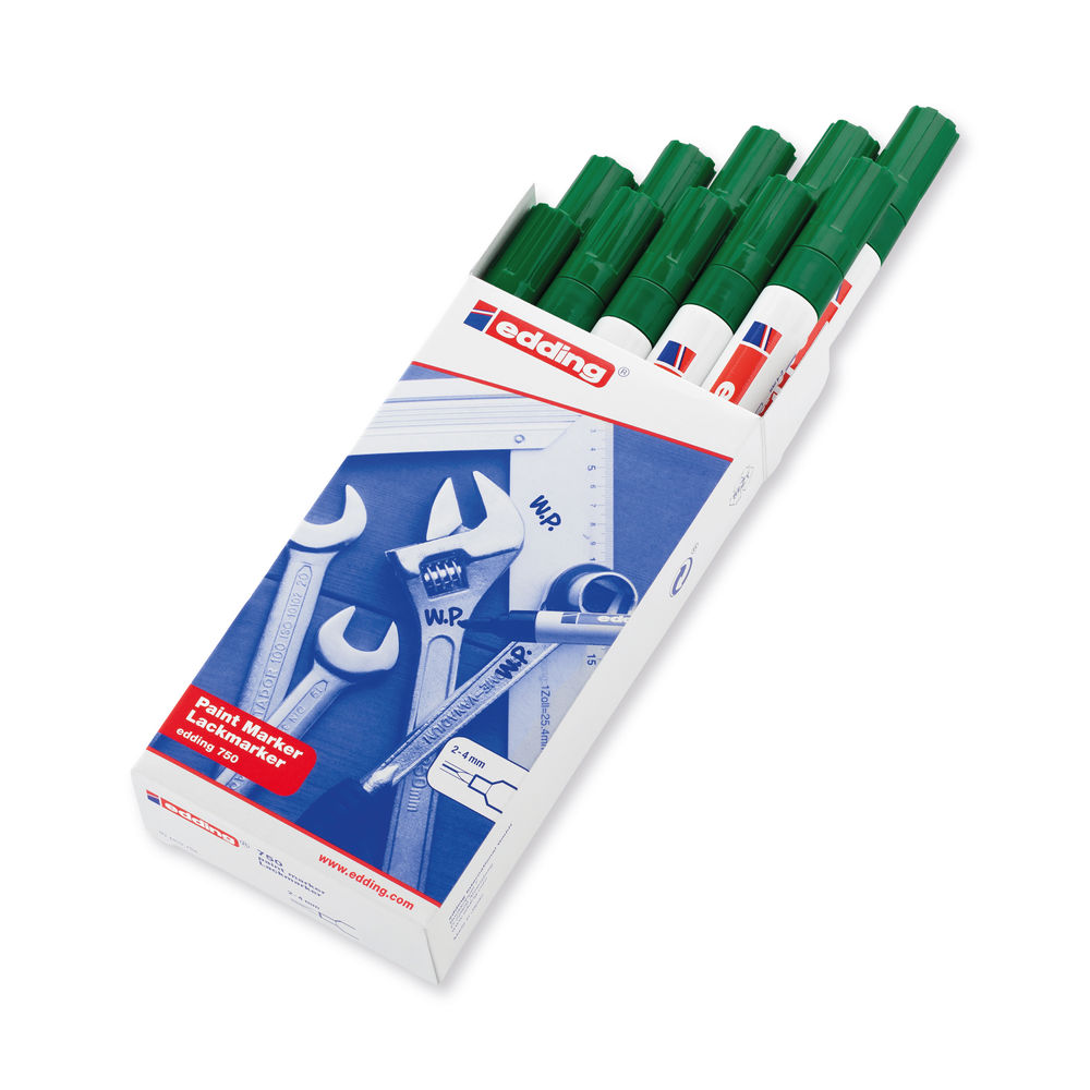 Edding 750 Bullet Tip Paint Marker Medium Green (Pack of 10) 750-004