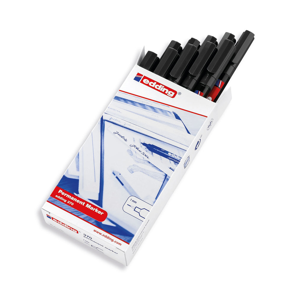 Edding 370 Permanent Marker Fine Black (Pack of 10) 370-001