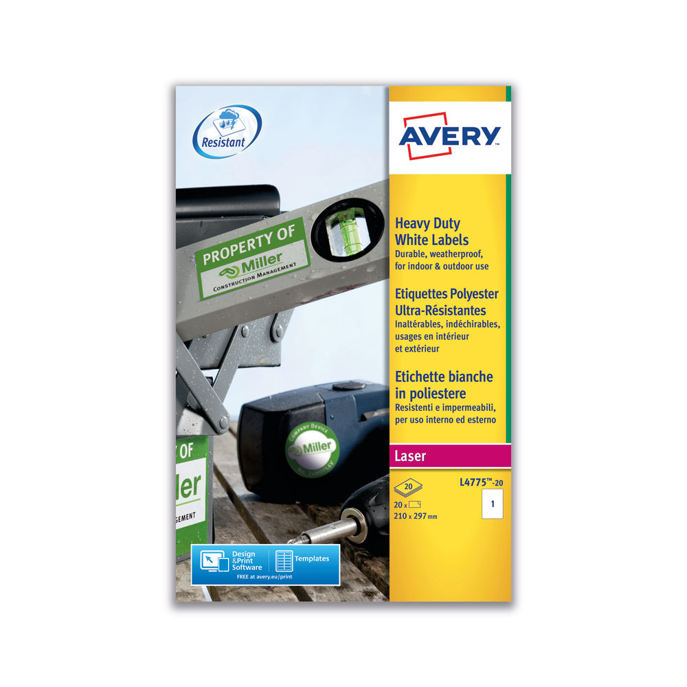 Avery Heavy Duty White Laser Label (Pack of 20) - L4775-20