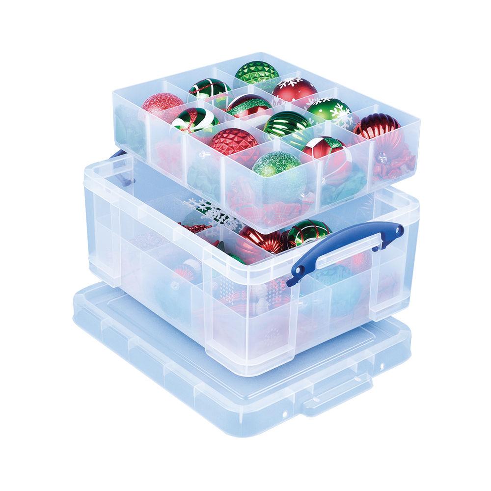 Really Useful Clear 21 Litre Plastic Divided Storage Box