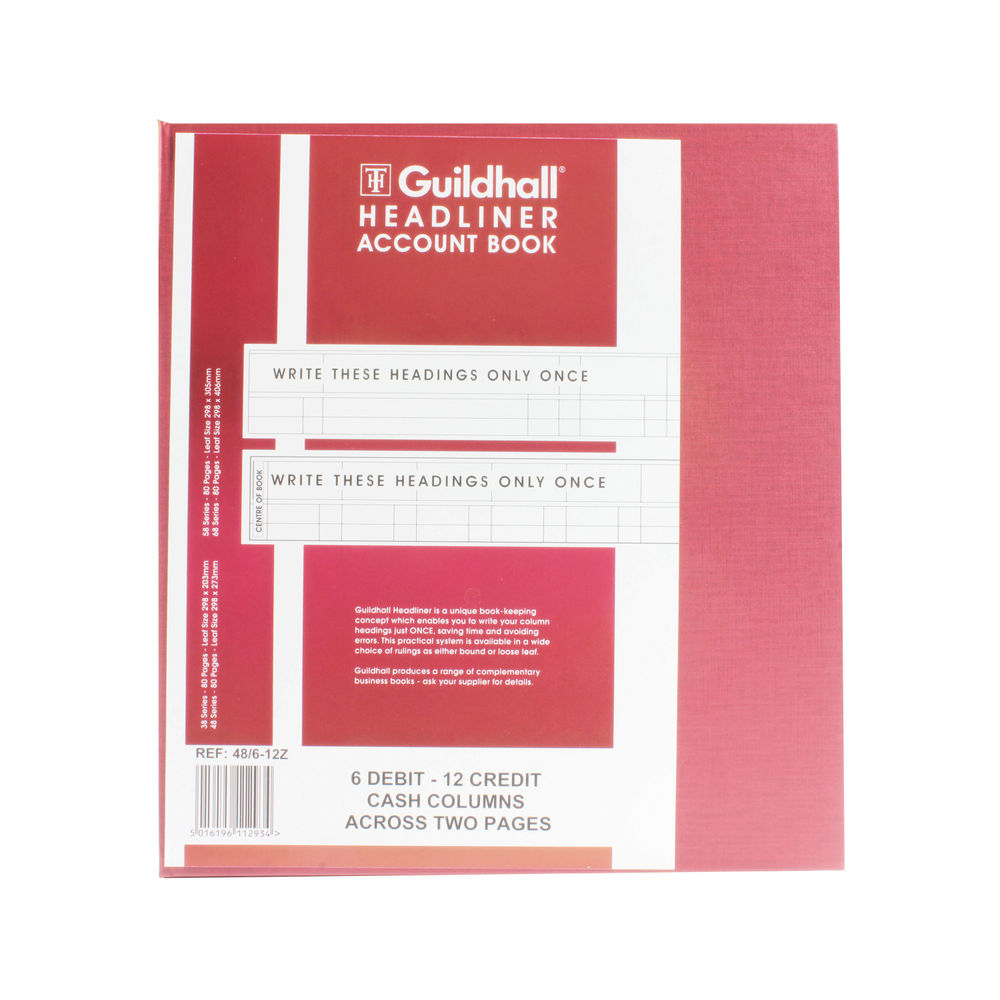 Exacompta Guildhall 298x273mm Headliner Book 80 Pages 48/6-12 1293