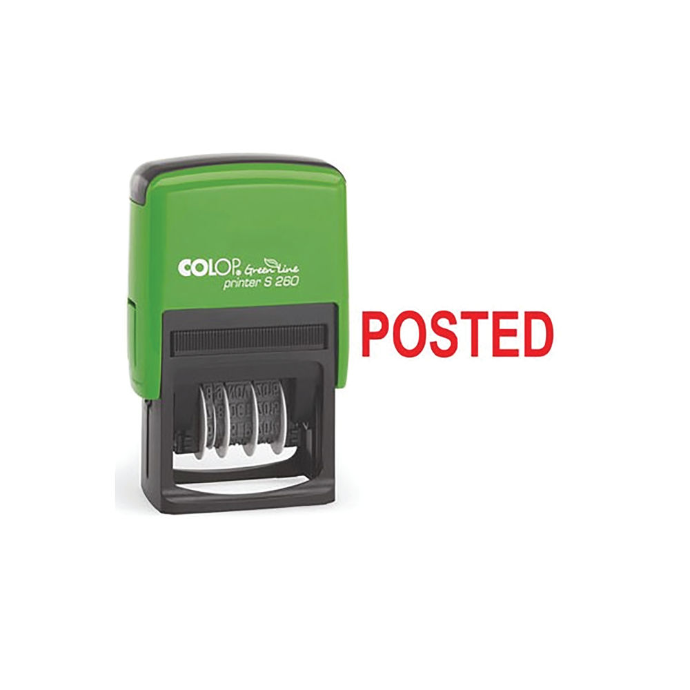 COLOP Green Line Red POSTED Word Stamp