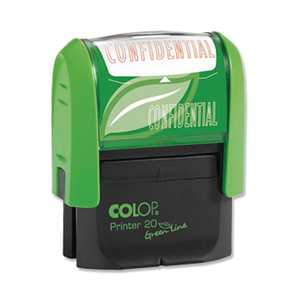 COLOP Green Line Word Stamp CONFIDENTIAL Red