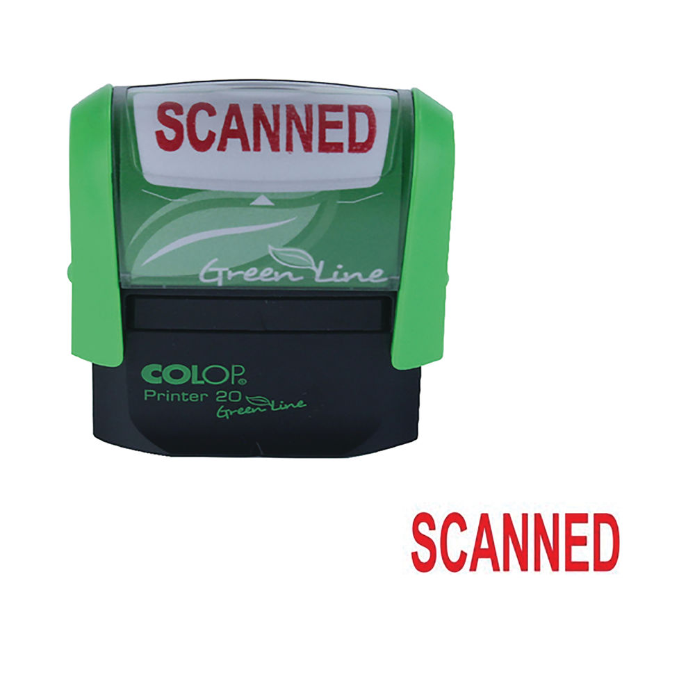 COLOP Green Line Word Stamp SCANNED Red (Impressions size 38 x 14mm)