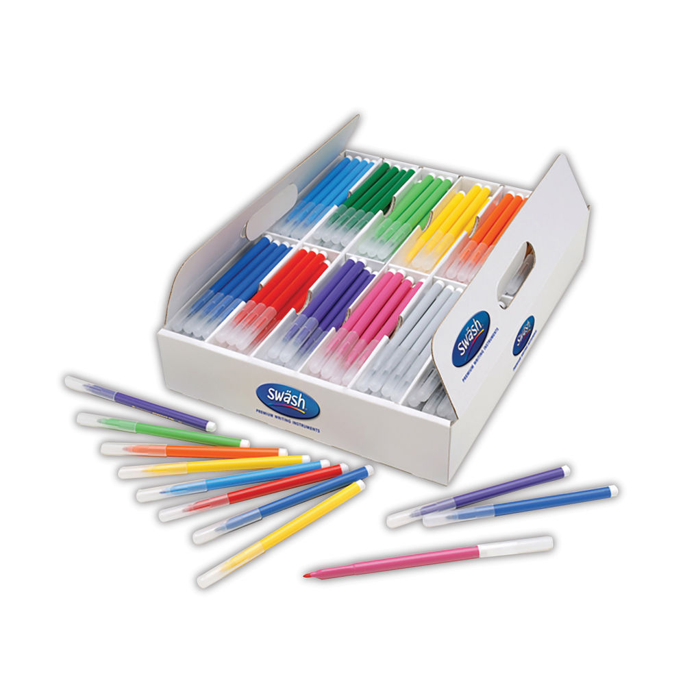 Swash Komfigrip Assorted Felt Tip Colouring Pens (Pack of 300)